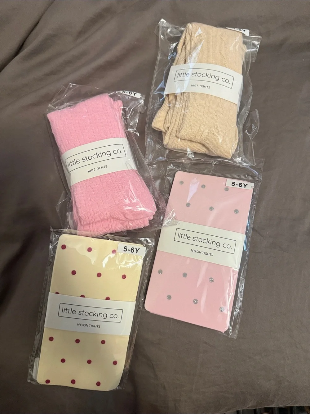 Little Stocking Co. Girls' Pack of Pink, Cream & Beige Tights